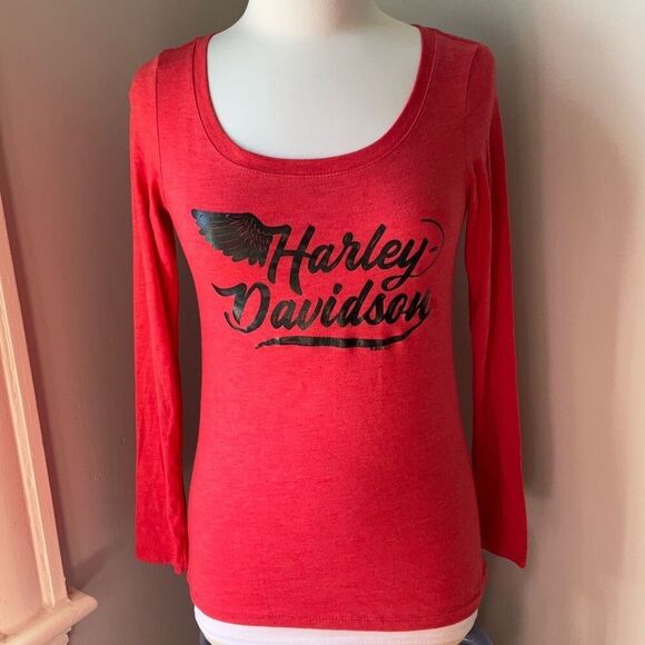 Harley Davidson Red Long Sleeve Tee Medium New Hampshire, Laconia, Bike Week - Picture 4 of 12